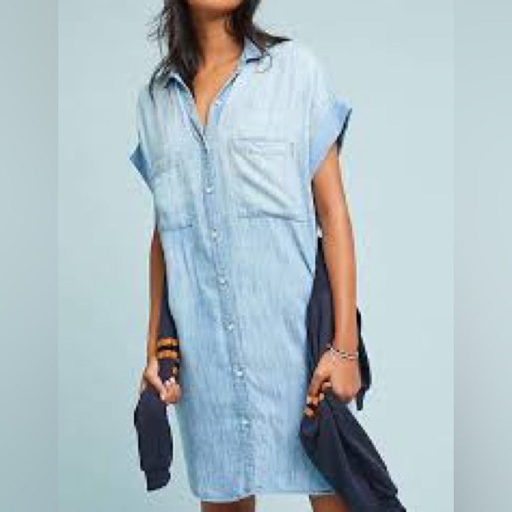 Cloth & Stone Anthropologie NWT Wilson Chambray Midi Shirtdress S